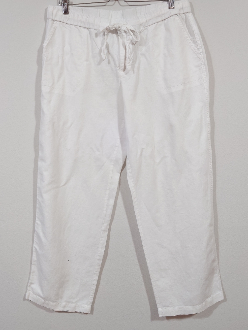 Liz Claiborne Linen Blend Pants White Size L Drawstring Casual Summer
